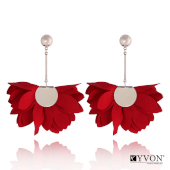Очарователни дамски обеци YVON от сатен Grace in Red