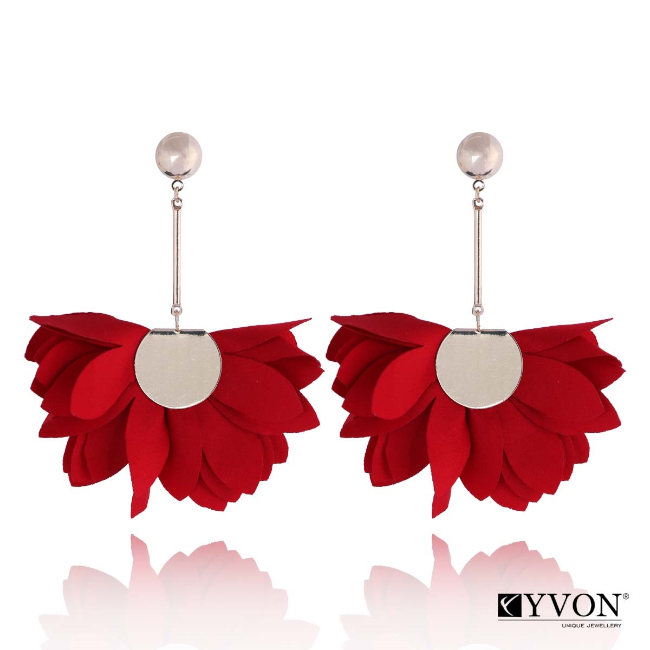Очарователни дамски обеци YVON от сатен Grace in Red