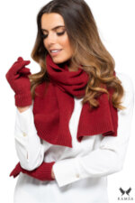 Зимен дамски шал KAMEA в цвят вино