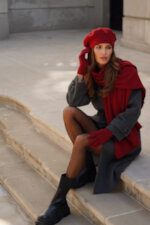 Зимна вълнена барета KAMEA в цвят вино- модел KIANG