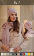 Дамска вълнена зимна шапка KAMEA с ефектен дизайн и цепка отзад - модел IRIS в черно