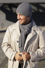 Мъжки вълнен комплект KAMEA – шапка и шал LIAM в сиво