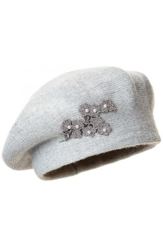 Сива елегантна дамска барета Giovanna