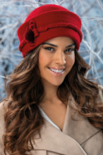 Елегантна дамска шапка WILLI от 100% сертифицирана вълна WoolMark – модел ATOLA в цвят червен