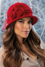 Изискана вълнена шапка WILLI с малка периферия – модел FABIENNE в червено